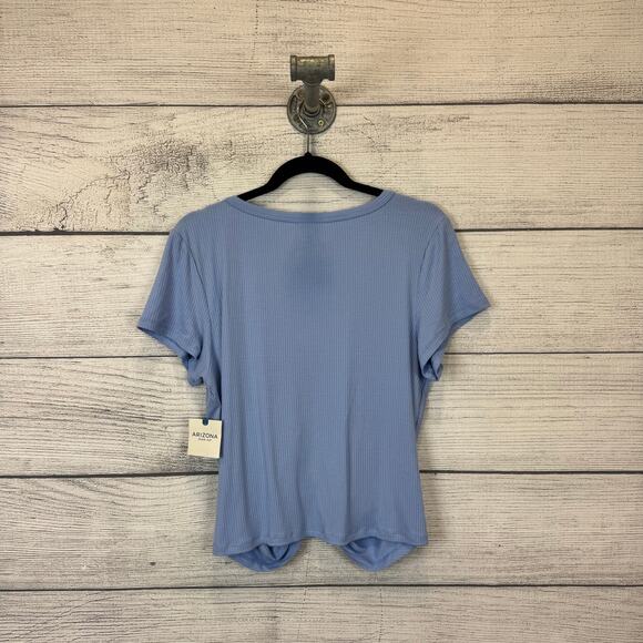 Arizona Jean Co Plus Size Light Blue Ribbed Short Sleeve Cinched Top Size XXL - Picture 6 of 8